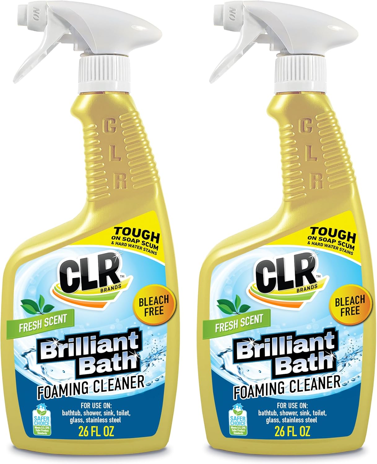 CLR Brilliant Bath Foaming Bathroom Cleaner Spray - For Use On Toilet, Bath, Shower, Sink, Glass, Stainless Steel - Fresh Scent, 26 Fl Ounce Bottle (Pack of 4)