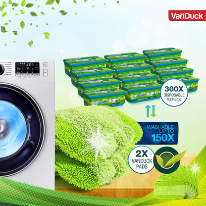VanDuck Reusable Mop Pads Compatible with Swiffer Sweeper (4-Pack) - Washable Microfiber Mop Pads for Wet & Dry Use - All Purpose Floor Mopping and Cleaning Product