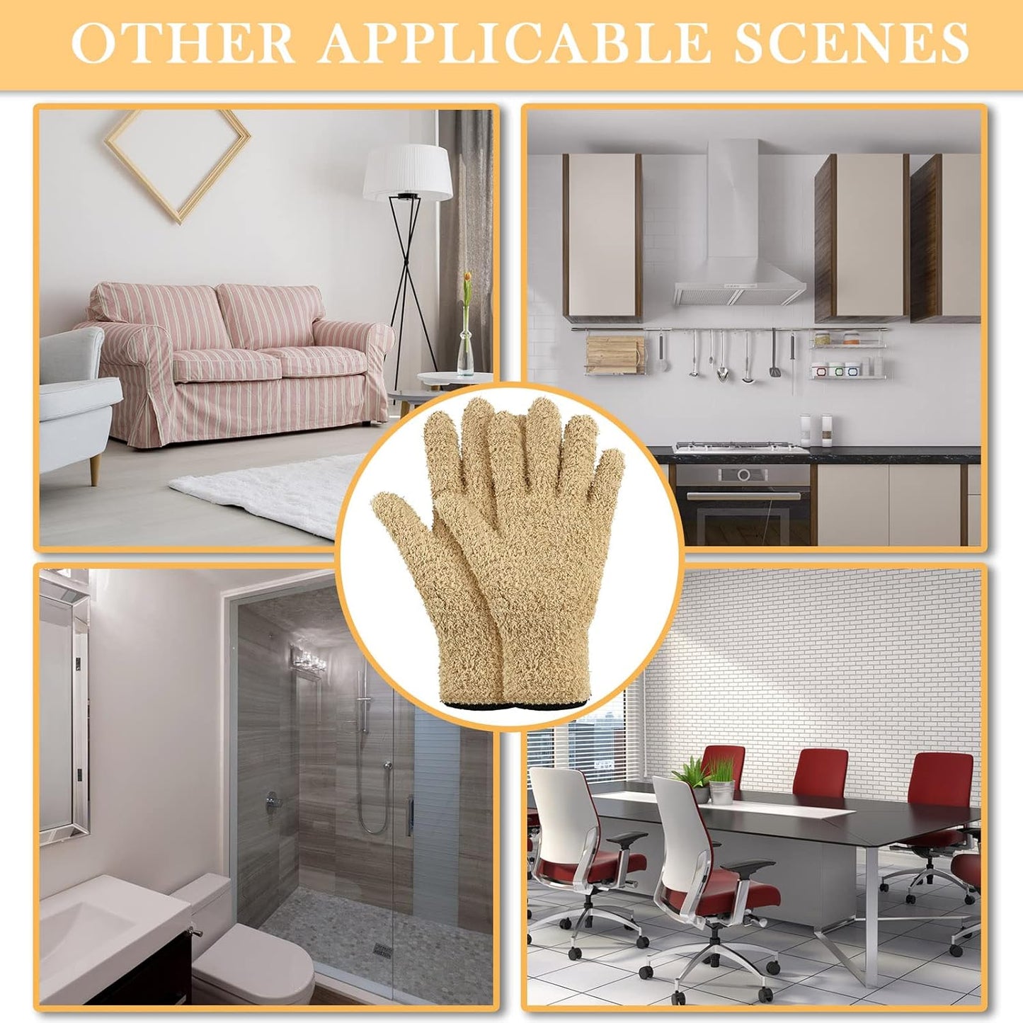 Bencailor 6 Pairs Microfiber Dusting Gloves, Dusting Cleaning Gloves Microfiber Gloves for Plants House Blinds Car Dust Mitt (Fresh Color,Medium)