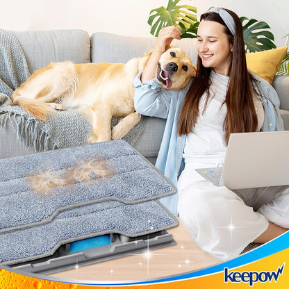 KEEPOW Reusable Mop Replacement Pads Compatible with Shark Vac Mop VM252 VM200 VC205 VM250 VM180 VM401 QM250 VM190, Washable Vacuum Mop Pad Refills, Upgraded Design of Dirt Chamber (1+3+6 Pads)