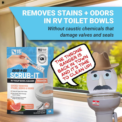 Unique Scrub-It RV Toilet Bowl Cleaner Liquid – RV Toilet Cleaner for Rimless RV Toilets, Squirt Top, Removes Stains & Odors (24 oz) Amazon Exclusive Packaging