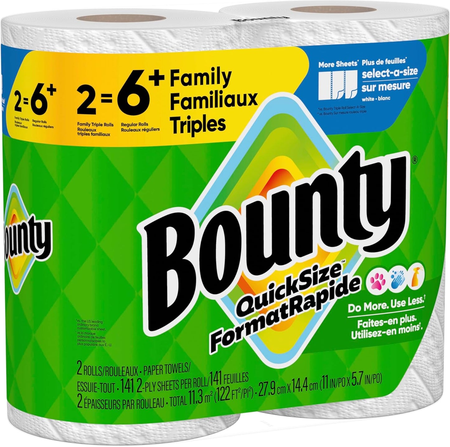 Bounty Quick Size Paper Towels, White, 8 Family Rolls