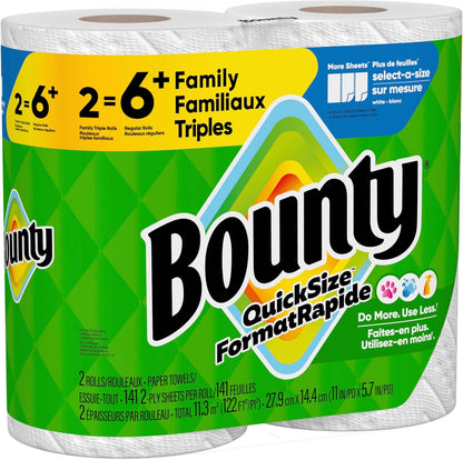 Bounty Quick Size Paper Towels, White, 8 Family Rolls