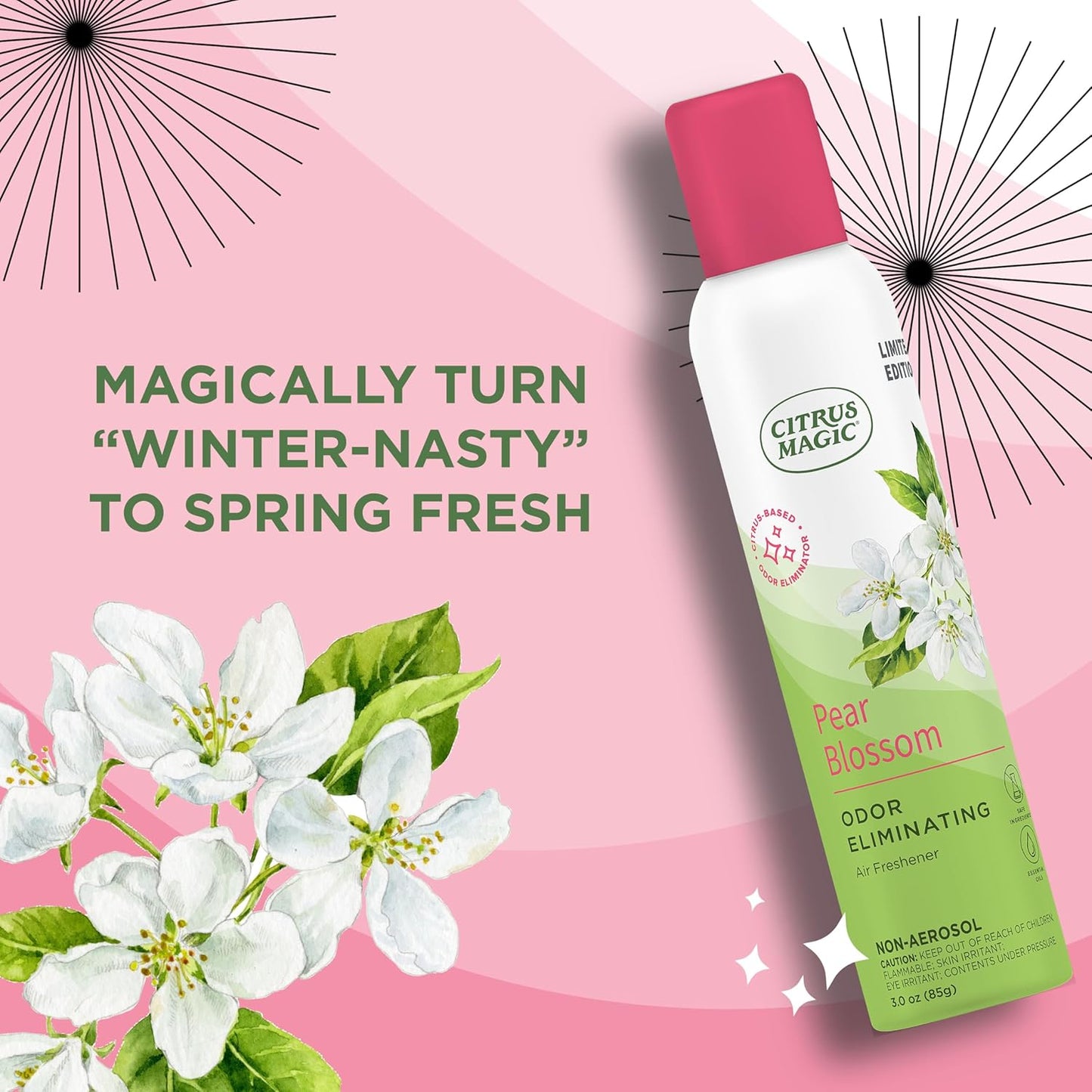 Citrus Magic Limited Edition Odor Eliminating Air Freshener Spray, Assorted Spring Fragrances, 3-Ounce, Pack of 3