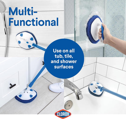 Clorox Extendable Tub & Tile Scrubber Refill, Diamond-Shaped Head Replacement Scrubber Pad, Blue