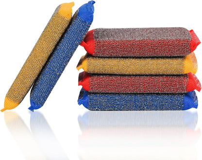 Kitchen Dish Sponges Steel Scrubbers - 6 Pack Black Non Scratch Heavy Duty Scrub Sponges，Reusable Multipurpose Metal Cleans for Washing Dishes，Pots and Pans，Household Cleaning，Bathroom