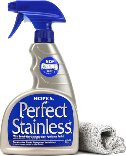 HOPE'S Perfect Stainless Steel Cleaner 22-Ounce, Streak-Free Self- Polishing Formula, Blocks Fingerprints, Pack of 2, 44 Fl Oz