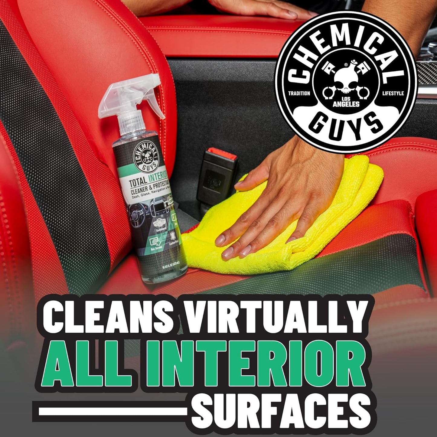 Chemical Guys Total Interior Cleaner & Protectant - Black Cherry, Car Cleaning Spray, Cleans and Protects Leather, Vinyl, Plastic, Rubber, and Glass, Safe for Trucks, SUVs, Jeeps, RVs & More - 16 oz