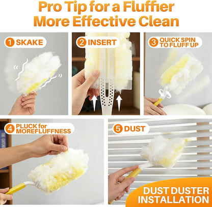JOYMOOP Scented Telescopic Duster kit, 3FT Extendable Handle (Yellow) + 24 Yellow Refills for Swiffer Feather Duster,Easy Cleaning for Ceilings, Ceiling Fans, Blinds, Vents & Shelves