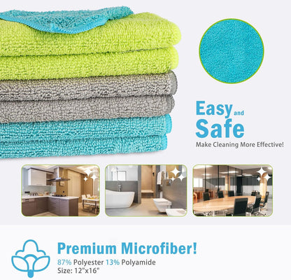 AIDEA Microfiber Cleaning Cloth-12PK, Soft Microfiber Towels for Cars, Absorbent Cleaning Rags, Lint-Free Streak-Free Wash Cloths for House, Kitchen, Window(12in.x12in), Black
