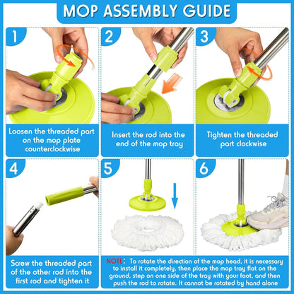 Spin Mop Replacement Handle 360 Degree Spin Mop Pole Handle Replacement Rotating Telescopic Stick for Head Replace Spinning Household Cleaning Accessories for Home(Cute Blue)