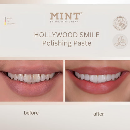 Mint Hollywood Smile polishing Paste with whitening Effect (1x 75 ml) - Professional Teeth Cleaning at Home - Effective deep Cleaning - Smooth, White Teeth - Microplastic-Free - by Dr. Mintcheva