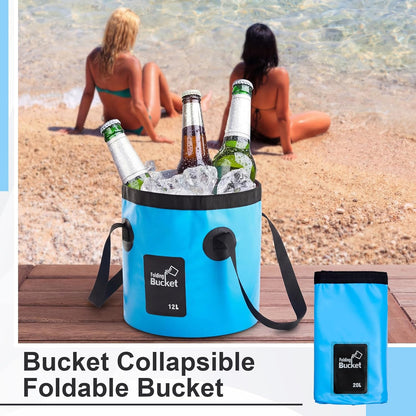 3 Pcs Collapsible Bucket Foldable Bucket with Handle, Cleaning Tools for Camping Fishing Hiking to Hold Water with Carry Bag Multiple Use Portable Lightweight (12L,Blue)