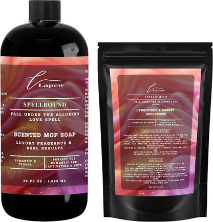 Lapew Black Sea Scented Cleaning Bundle | Carpet Deodorizer Powder (16 oz) & Mop Soap Concentrate (36 oz) | Pet-Friendly Odor Eliminator - Colors A