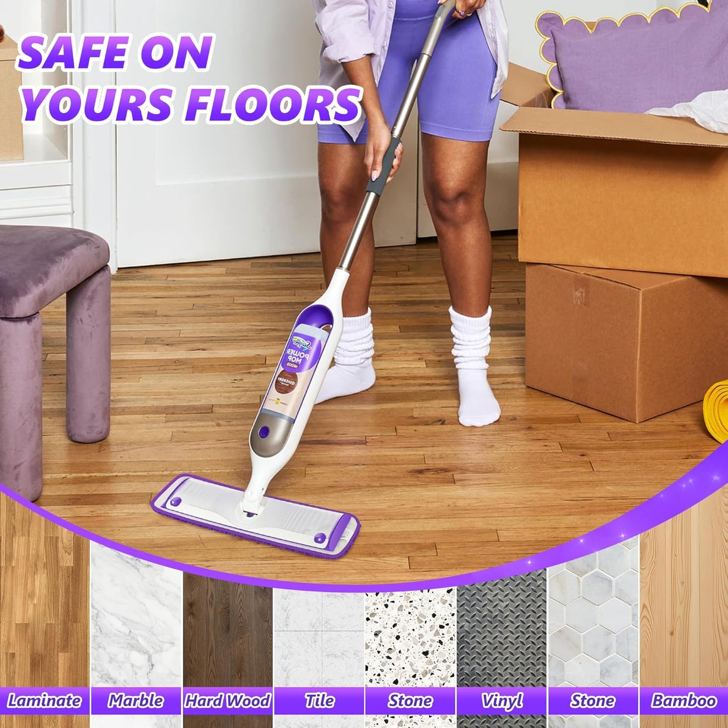 EXEGO 6 Count Reusable Microfiber Mop Pads for Swiffer PowerMop - Power Mop Pads Refills for 13 ''-15 '' Spray Mop, Hard Wood Floor Mop Pads Refills Machine Washable for Multi-Surface Floor Cleaning