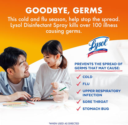Lysol Disinfectant Spray, Household Essential Cleaning Supplies, Multi-Purpose Room Spray, Antibacterial Sanitizer Spray, Upholstery Deodorizer, Home and Bathroom, Crisp Linen,19 Fl Oz