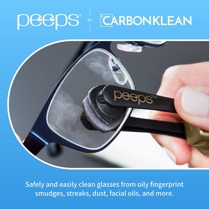Peeps Glasses Cleaner - for Eyeglasses, Reading Glasses, and More - Lens Cleaner with Carbon Microfiber Tech-Injected Blue-1 Count (Pack of 1)