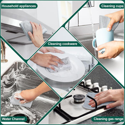 Steel Wool Scrubber, Wire Dishwashing Rags, 10 Pcs Multipurpose Wire Dishcloth, Wet & Dry for Cookware, Sinks, Dishes, Stoves & Fireplaces 5.9“ x 3.9”