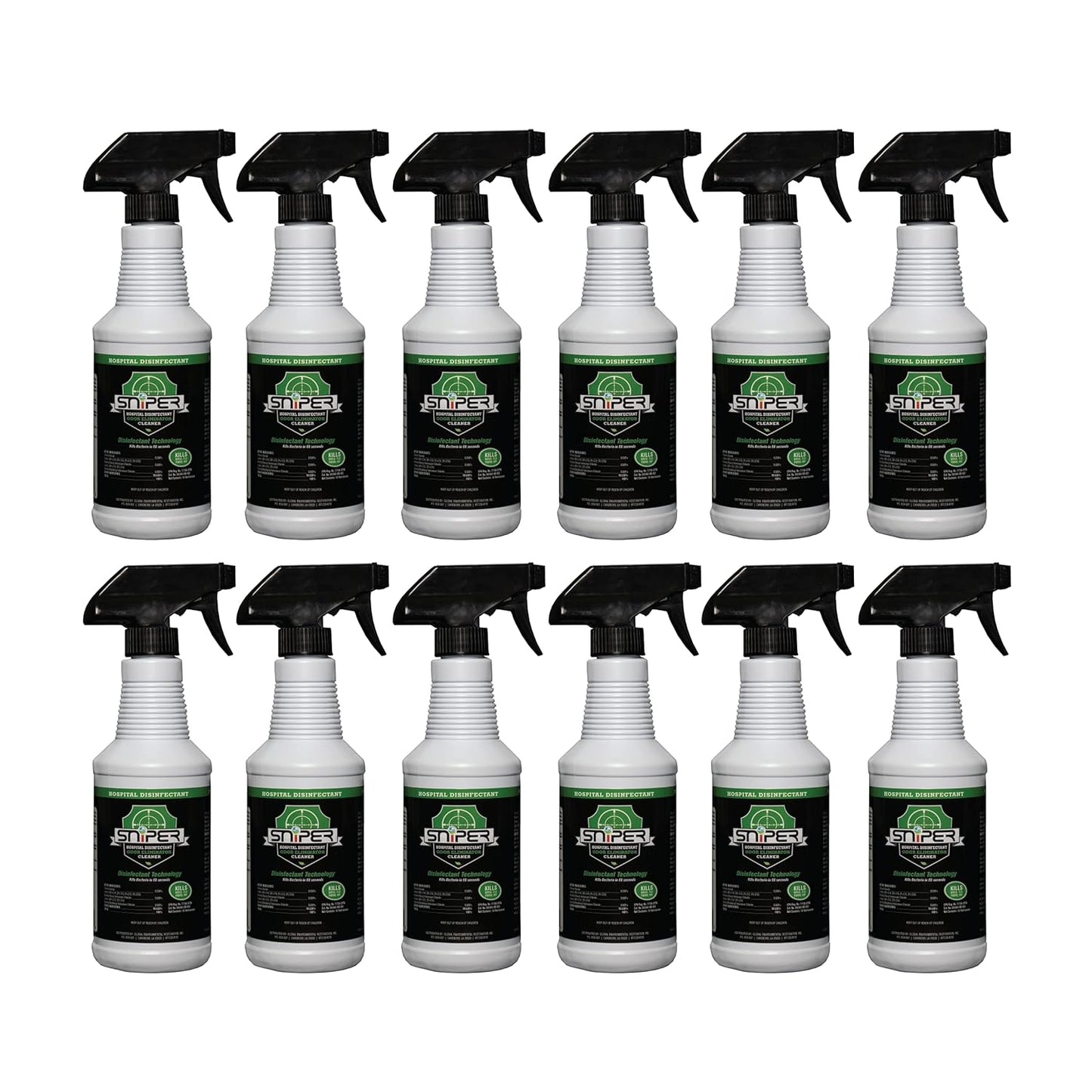SNiPER Hospital Disinfectant, Odor Eliminator & All-Purpose Cleaner, 16 Ounce Spray, 2-Pack