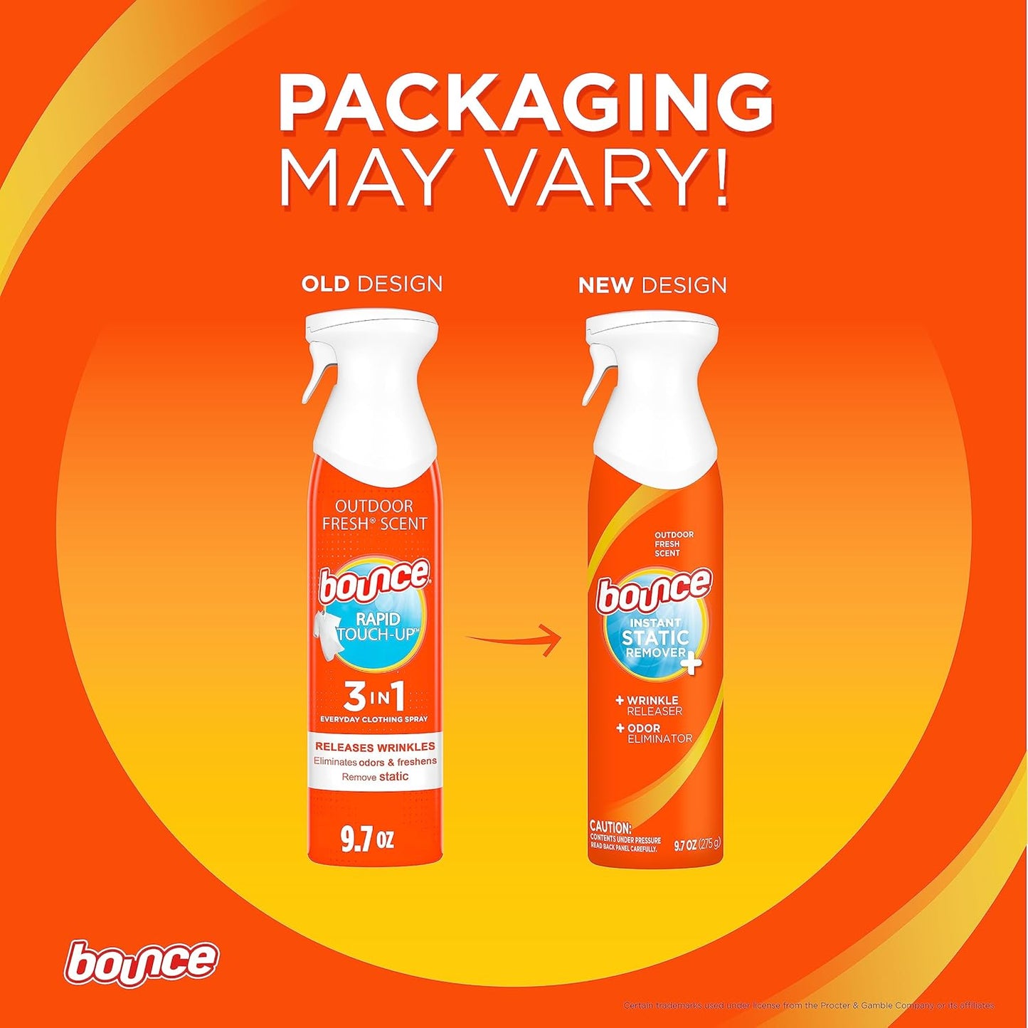 Bounce Anti Static Spray, 3 in 1 Instant Anti Static Spray & Instant Wrinkle Release, Odor Eliminator and Fabric Refresher Spray (9.7 Fl Oz, Pack of 1)