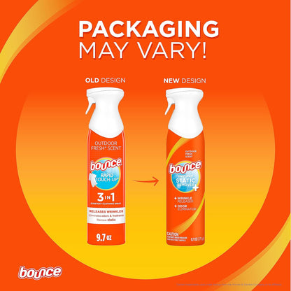 Bounce Anti Static Spray, 3 in 1 Instant Anti Static Spray & Instant Wrinkle Release, Odor Eliminator and Fabric Refresher Spray (9.7 Fl Oz, Pack of 1)