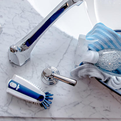 Unger Sink and Dish Scrub Brush, Kitchen Washing Scrubber for Hard-to-Reach Corners, Small Cleaning Supplies, Non-Scratch Bristles, Glassware, Pots, Pans, Tumblers, Drains, and Disposals