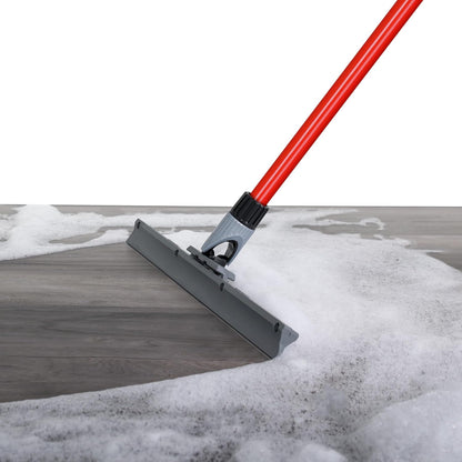 Heavy Duty Floor Squeegee for Concrete and Tile Floor - Silicone Squeegee Broom Floor Scrubber - Large Single Cast Rubber Blade Aluminum Long Handle 360° Swivel Joint - Garage Shower Window Cleaning