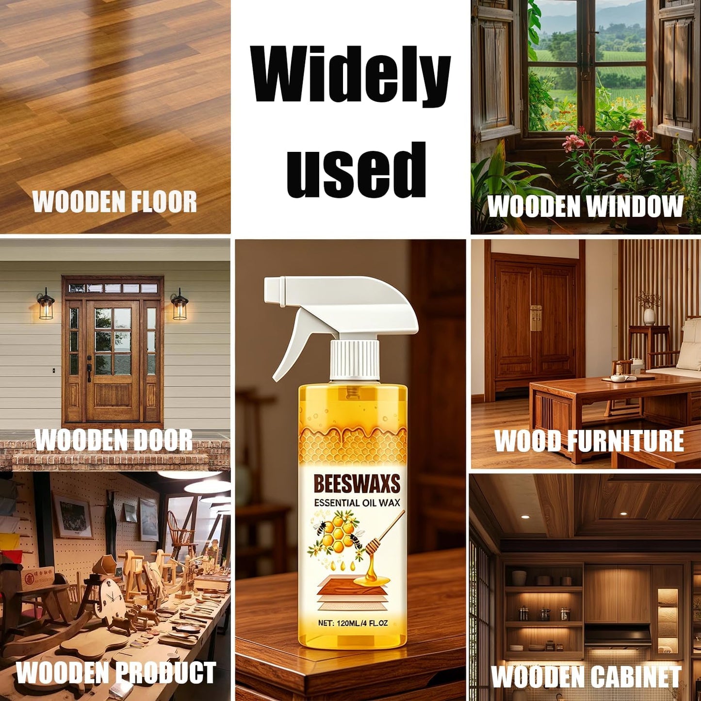 Beeswax Spray Furniture Polish, Wood Cleaner Repairing, Natural Beeswax Care for Living Rooms,Kitchens,Wood Furniture Floors, Restores Shine & Removes Scratches (3PC)