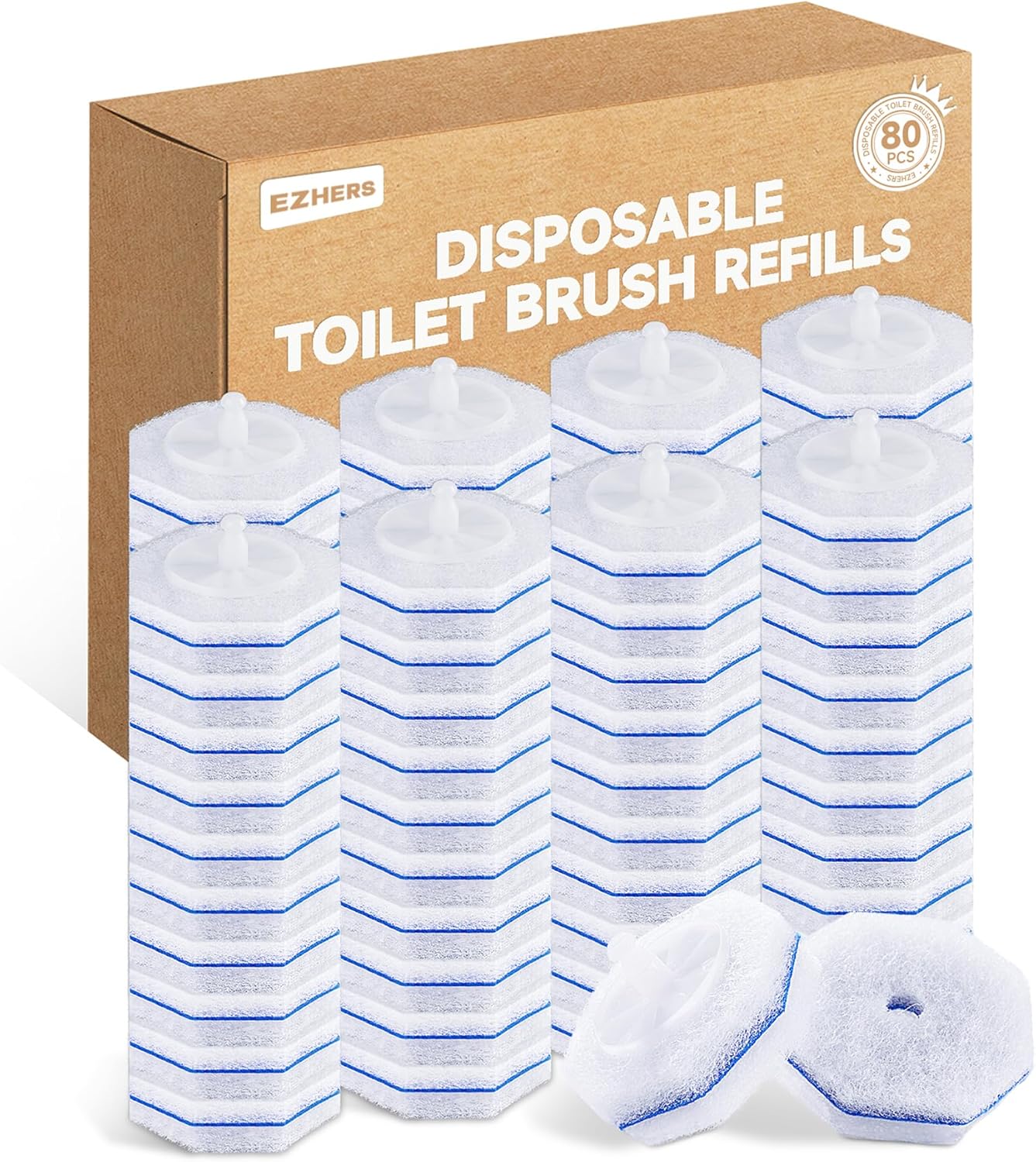 50 Count Toilet Wand Refills for Clorox, 5X Cleaning Power Toilet Bowl Wand Refills & High-Density Disposable Toilet Brush Scrubber - No Falling Apart, Instant Foam for Bathroom Cleaning