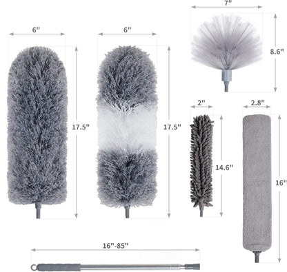 BOOMJOY Microfiber Feather Duster with Extendable Pole and Bendable Head, 100" Telescoping Duster for Cleaning Ceiling, Fan, Furniture