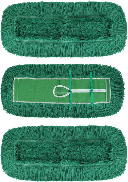 36 Inch Dust Mop Head: Replacement Medium Washable Commercial Mop Head Sweeper and Janitorial Replacement Green (Green - 36 Inch, 3 Pack)