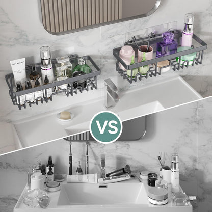 Veken Shower Caddy 6-Pack, Advanced Rustproof Design, No Drilling Adhesive Shelves, Rack with Soap Holder, Large Capacity Bathroom Organizers and Storage, Wall-Mounted, Gifts for Women Mom