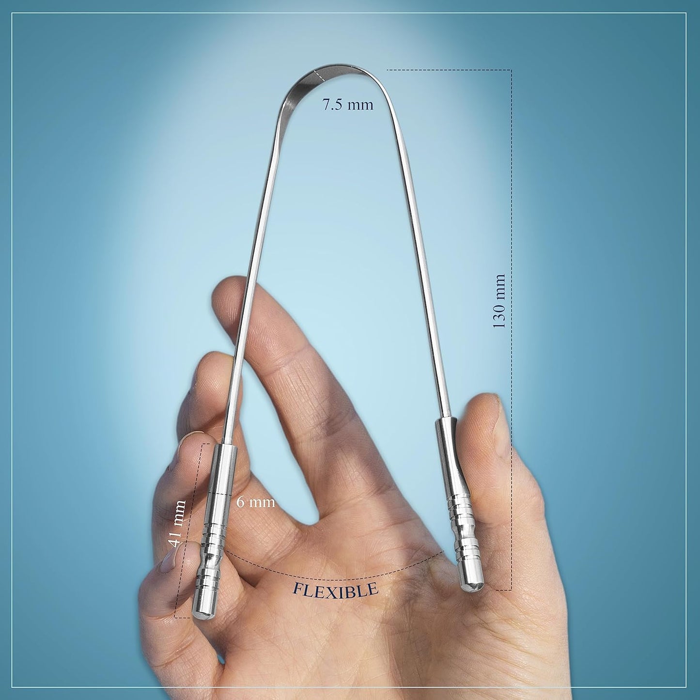 MasterMedi Tongue Scraper for Adults, 100% Stainless Steel Tongue Scrubber for Bad Breath, Easy to Use, Tongue Cleaner for Oral Care & Hygiene (SS Uni|Pack of 2)