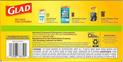 Glad ForceFlex Tall Kitchen Trash Bags, 13 Gal, Gain Original with Febreze, 110 Ct (Pack May Vary)