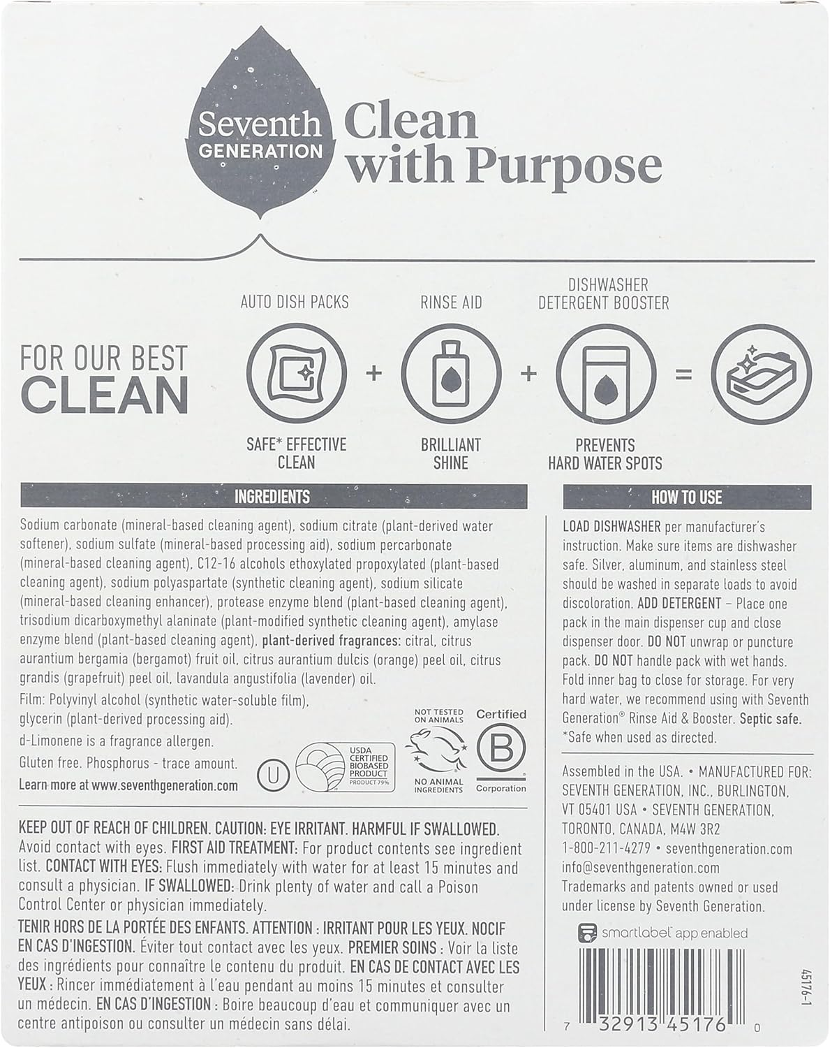 Seventh Generation Power Plus Dishwasher Detergent Packs Fresh Citrus scent Pack of 2 for sparkling dishes Dishwasher tabs 40 count