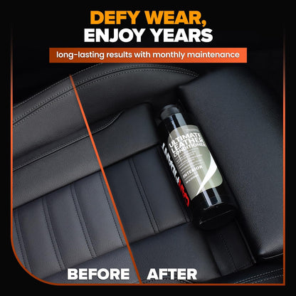 Leather Couch Cleaner - pH Neutral, Non-Toxic & Non-Greasy - Gently Removes Stains & Restores Natural Look - Safe for Car Leather Seats, Interior & Upholstery, Furniture & Sofa - 18 fl. Oz with towel