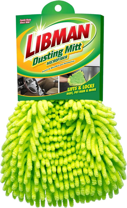 Tribello Libman Microfiber Dusting Mitt – Dual-Sided Dusting Glove with Elastic Cuff, Polishing & Dusting Microfiber Fingers, Reusable & Machine-Washable, 10.5” x 7” – Traps Dust, Dirt & Allergens