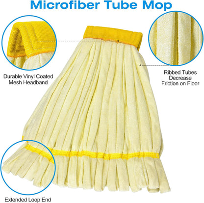 Matthew Cleaning Microfiber Tube Mop(Meduim,Blue,3Pack) Heavy Duty Mop Head Replacement,Excellent Absorbency,Premium launderability,Reusable,Loop end for Home,Commercial&Industrial Use