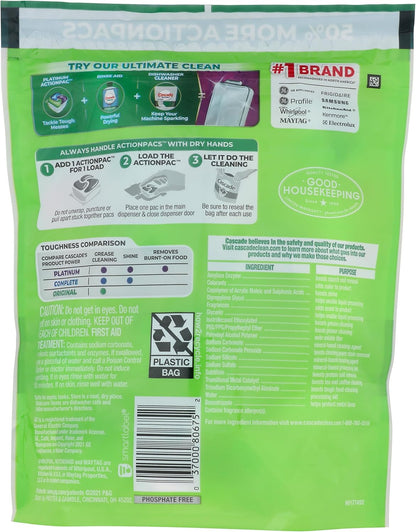 Cascade ActionPacs Dishwasher Detergent Fresh Scent, 25 ct