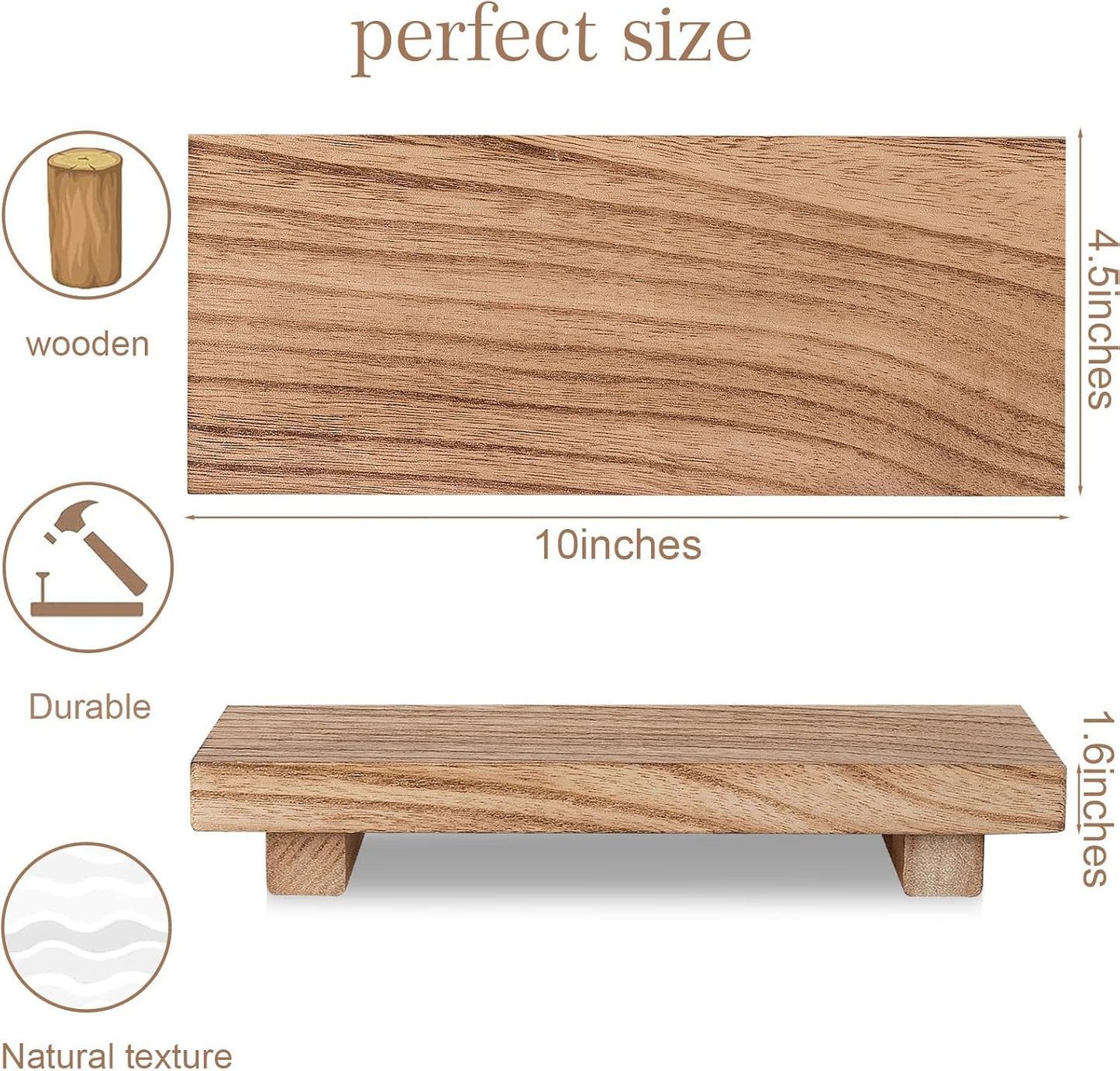 zoocatia Small Wood Tray Pedestal Stand Farmhouse Bathroom Decor Decorative Wooden Riser Kitchen Soap Dish Holder for Vanity, Counter, Sink, 9" x 5.9" - Black