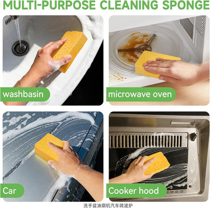 LILAC 6 Pcs Deep Cleaning Set: 2 Pack Stiff-Bristle Crevice Cleaning Brushes & 4 Pack Compressed Natural Cellulose Sponges, Gap Cleaner Scrubber Tool for Window Tracks, Tile, Kitchen, Bathroom