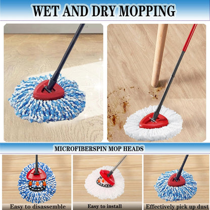 4 Pack Mop Replacement Heads for O-Ceda Mop Replace Head Spin Mop Heads Replacements, Microfiber Spin Mop Refills, Easy Cleaning Mop Head Machine Washable