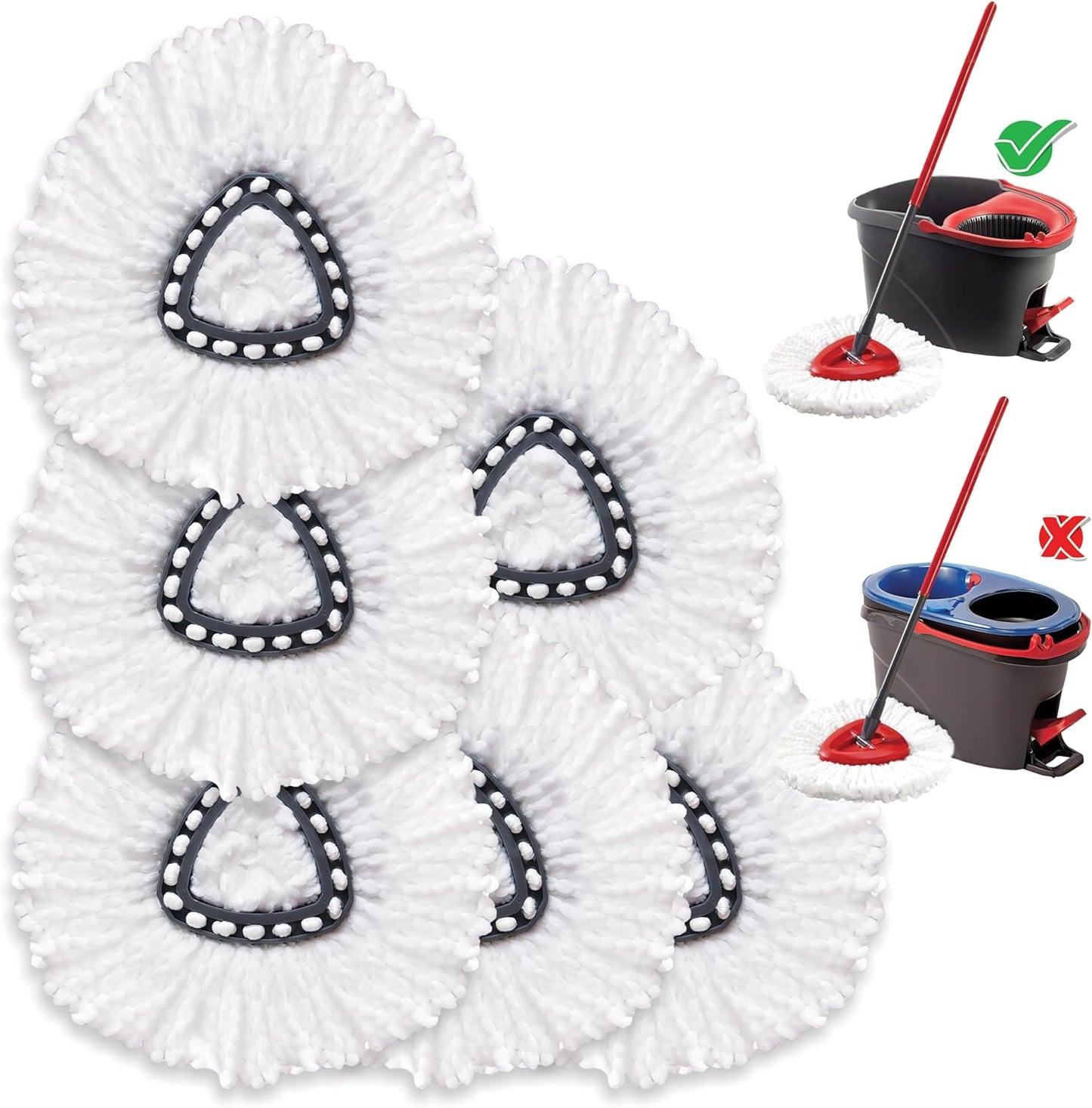 KLEEN HANDLER Microfiber Spin Mop Replacement Head Refills Compatible with O-Cedar EasyWring 1 Tank System, Blue, L (6-Pack)
