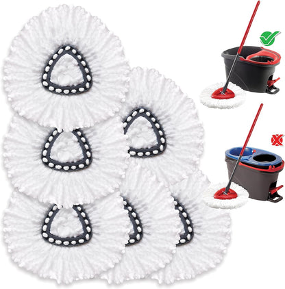KLEEN HANDLER Microfiber Spin Mop Replacement Head Refills Compatible with O-Cedar EasyWring 1 Tank System, Blue, L (6-Pack)