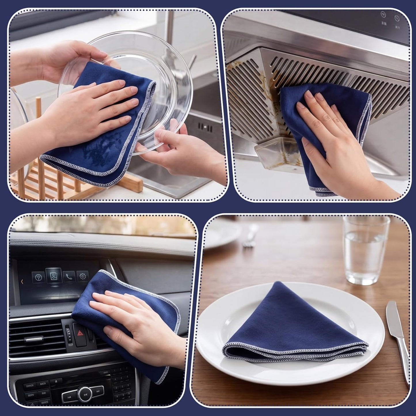 36 Pack Vintage Reusable Cleaning Cloths Washable Cotton Kitchen Towels for Home (Gray)