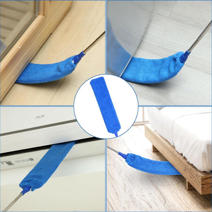 ZZ LAZYCOTTAGE Duster, Microfiber Dusters with 2 Handle Sets, Durable 15-98.1 Inches Long Telescopic Rod, Washable, Feather Dusters for Cleaning Cobweb and Ceilings Fans, 5 Pack (Blue)
