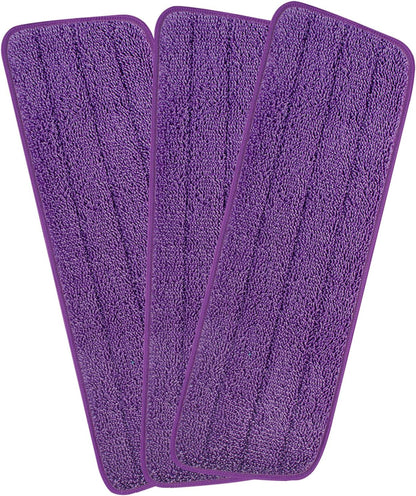 Set of 3 Microfiber Spray Mop Replacement Heads for Wet/Dry Mops Reusable Replacement Refills Fits for Bona Floor Care System (red)