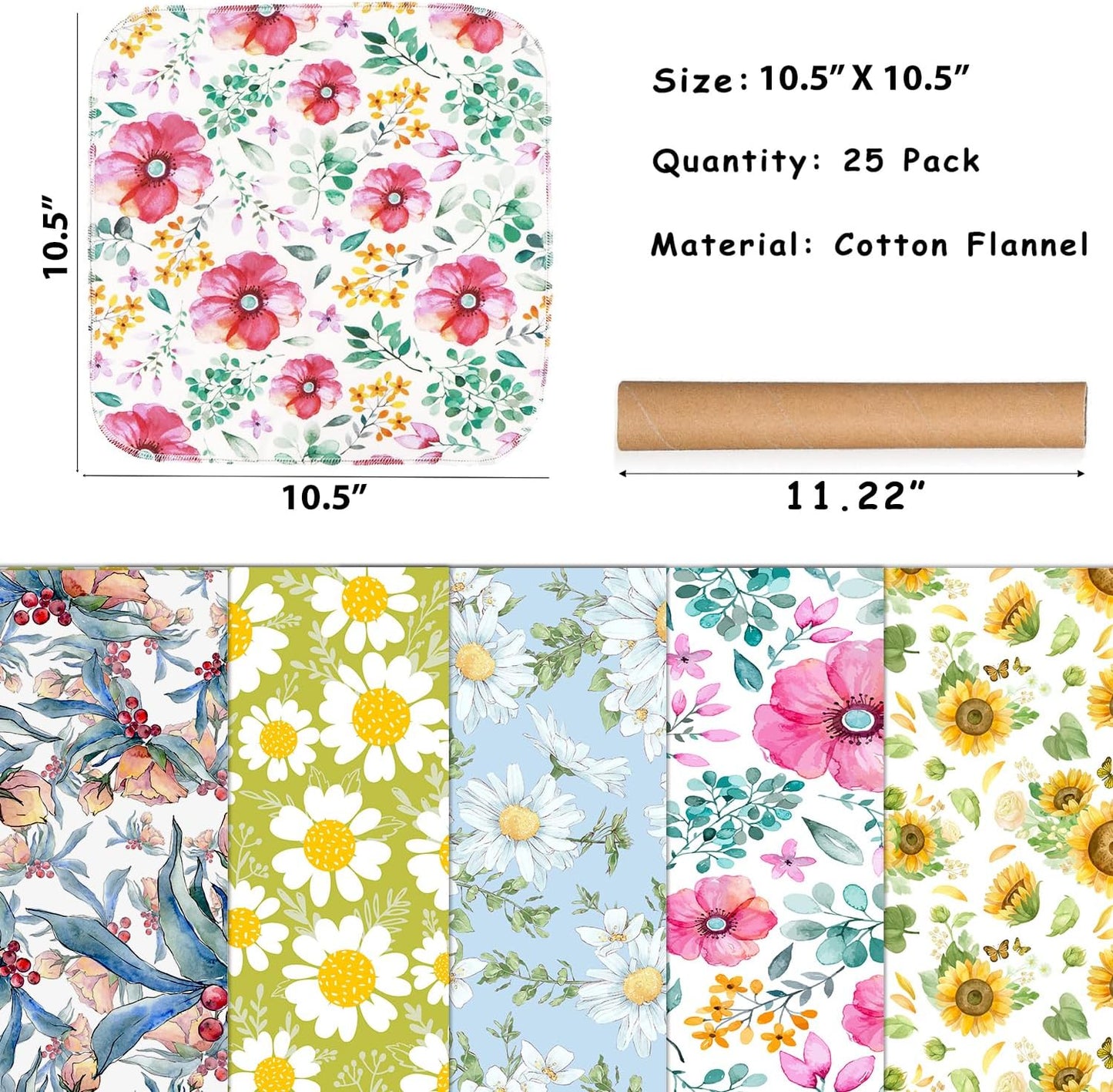 25 Pack Reusable Paper Towels, Paperless Towels Roll Washable Cotton Cloth for Kitchen Towels Zero Waste Products Alternative Paper Towels Alternative (Bohemian)