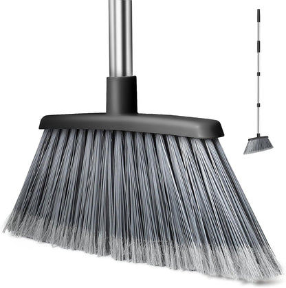 Broom, Outdoor Brooms for Sweeping Indoor, Adjustable 55" Pet Hair Removal Heavy Duty Broom for Floors Home Kitchen Garage Commercial Patio Industrial Snow (Pack of 1)