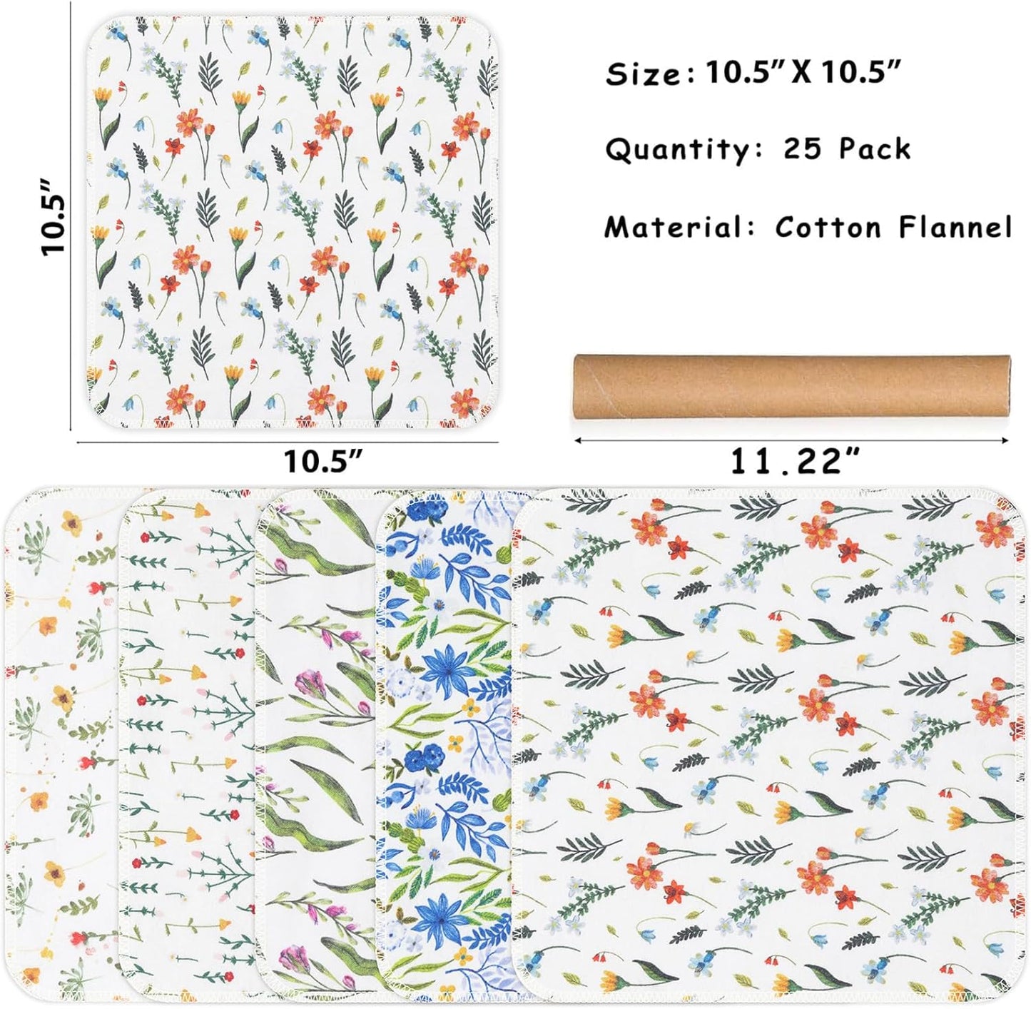 25 Pack Reusable Paper Towels, Paperless Towels Roll Washable Cotton Cloth for Kitchen Towels Zero Waste Products Alternative Paper Towels Alternative (Bohemian)